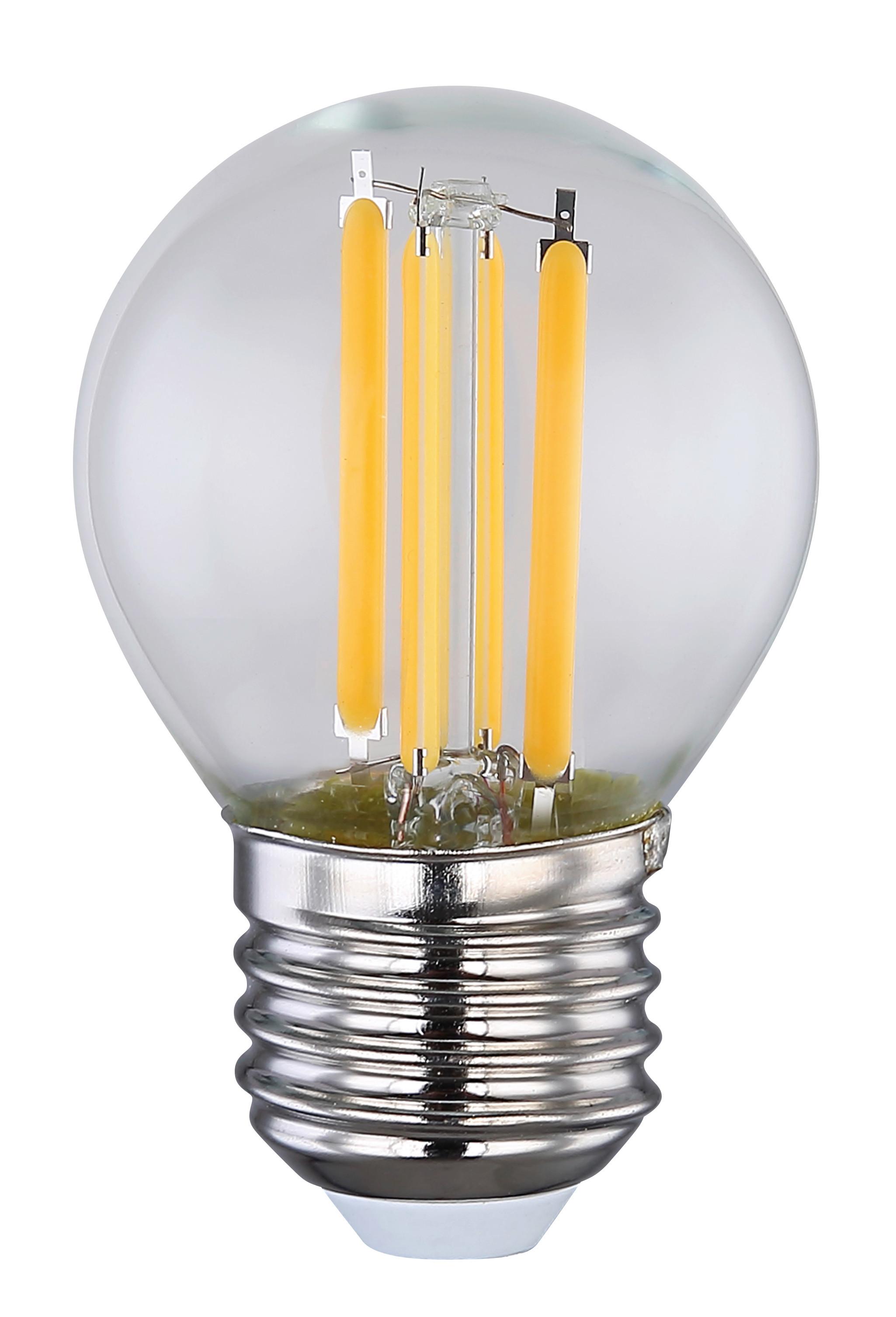 LED žárovka E27, 6W, 230V - čiré, sklo (4.5/7.2cm)