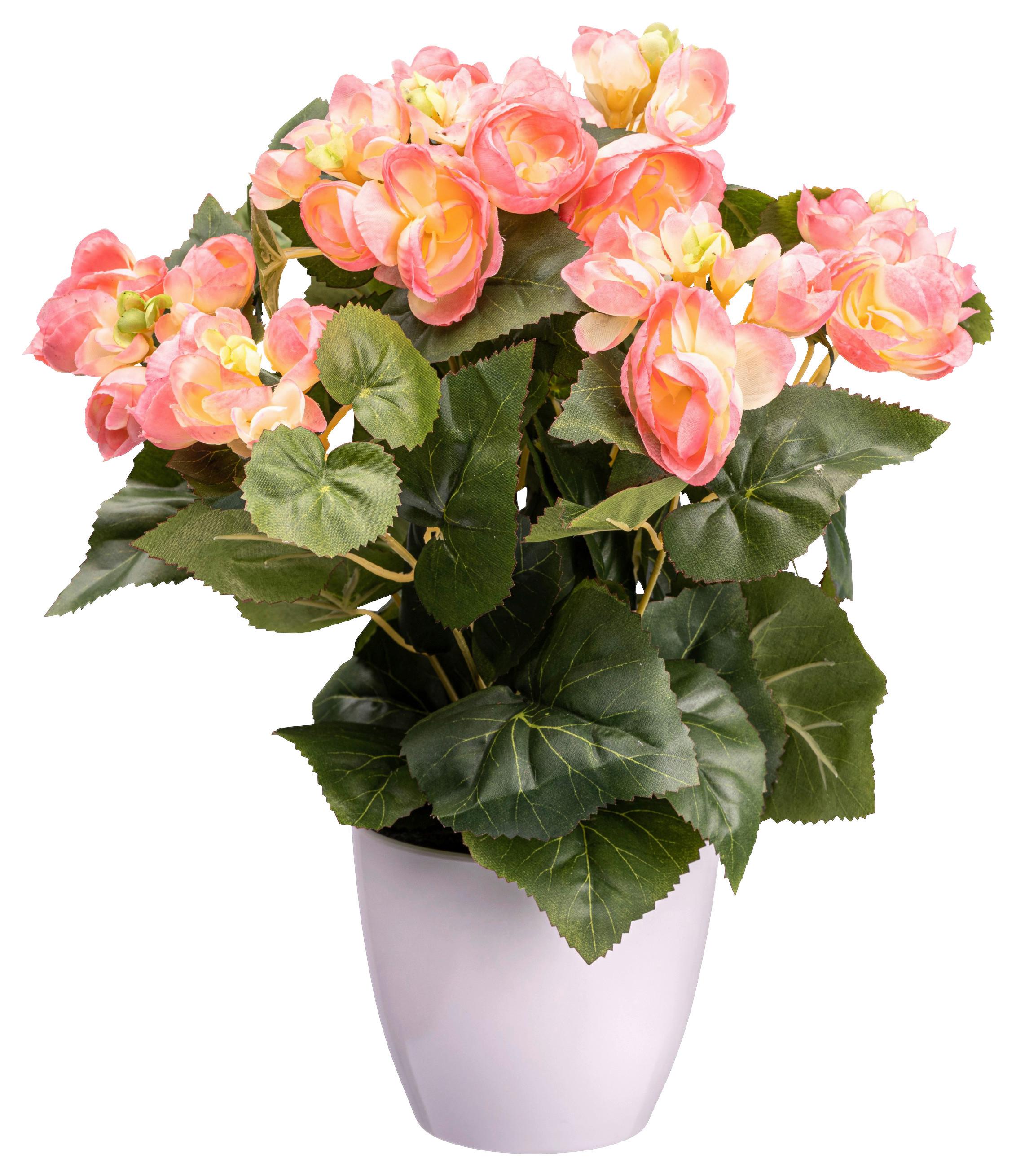 Kunstpflanze Blühpflanzen Rosa/Grün/Weiß, 35 cm - Rosa/Weiß, Design, Kunststoff (35cm) - P & B