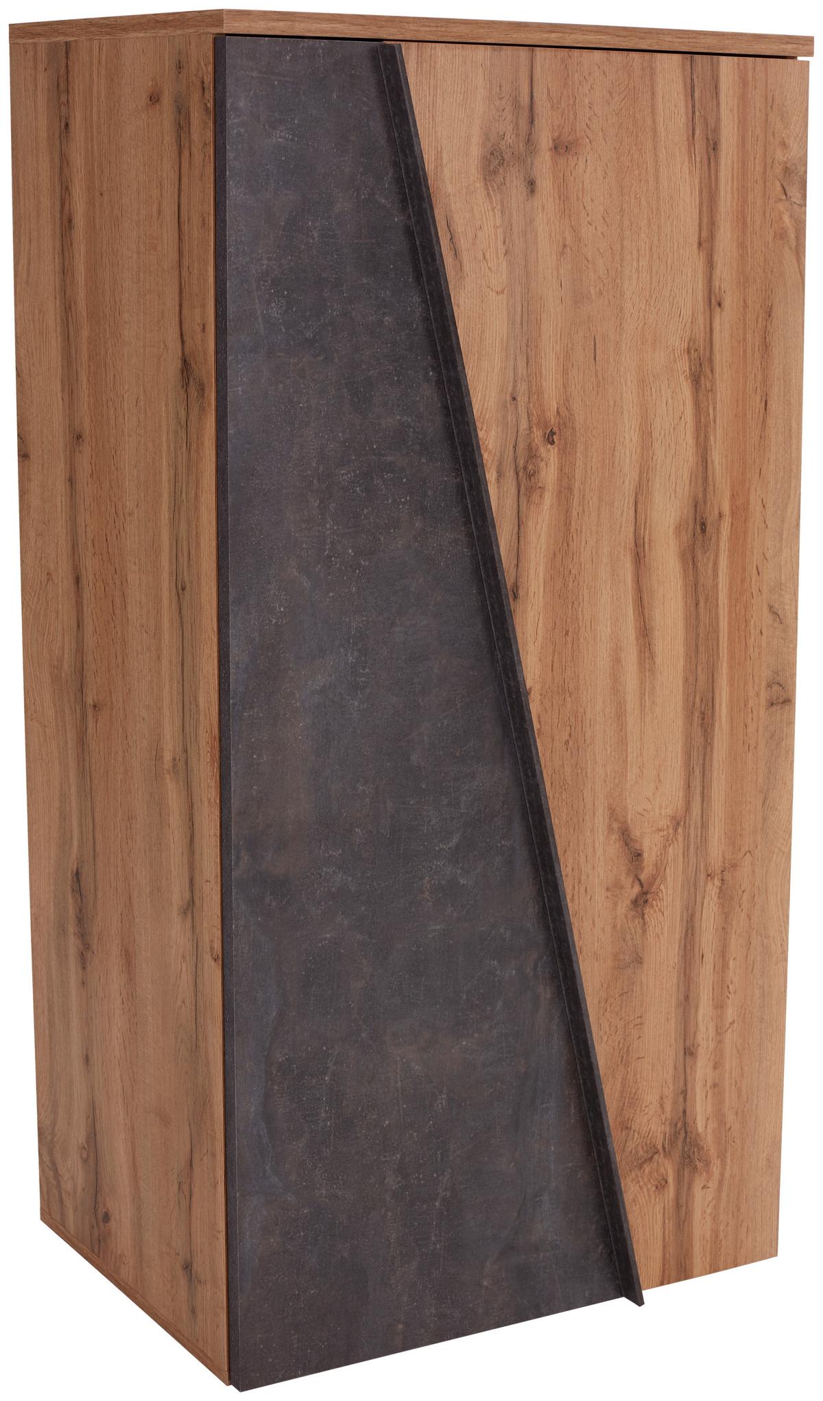 Félmagas Szekrény Venedig - tölgyfa/sötétszürke, Modern, faalapú anyag (77/134/37cm)