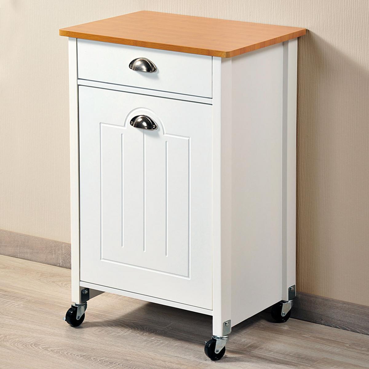 Servierwagen Holz Dekor /weiß Mit Lade + Abfalleimer - Erlefarben/Weiß, MODERN, Holzwerkstoff/Kunststoff (50/79cm) - Kesper