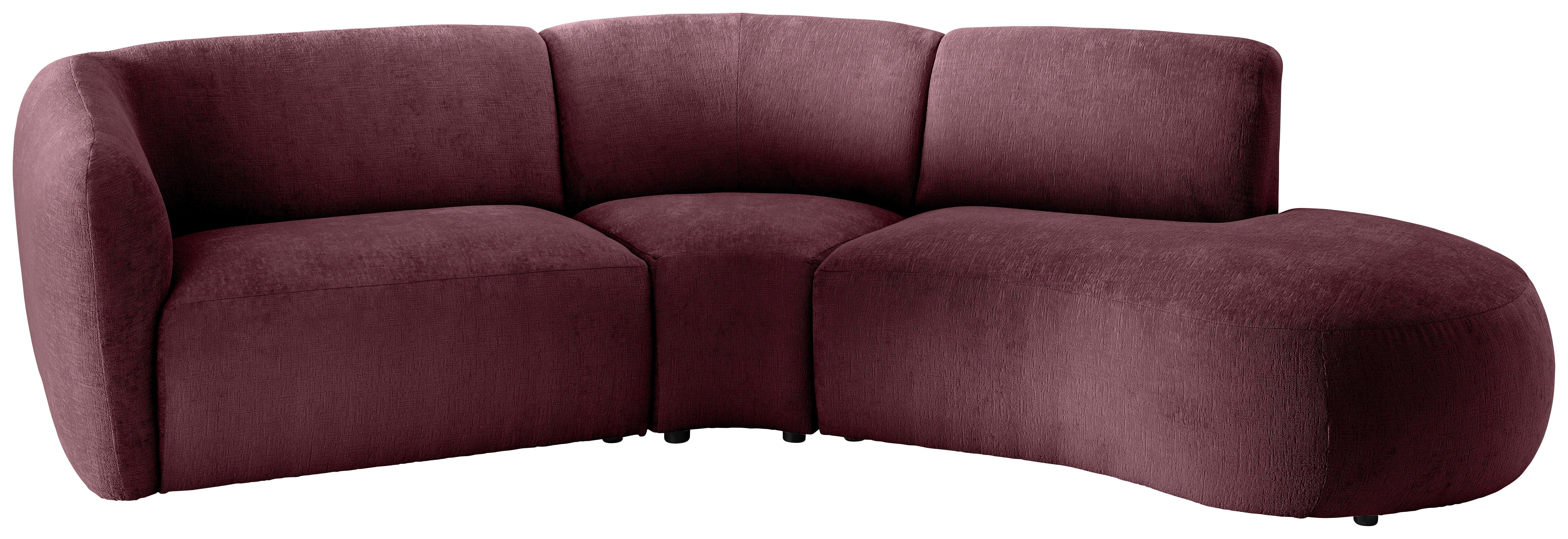 ECKSOFA Jesi, Bordeaux S: 276x182 cm - Bordeaux/Schwarz, MODERN, Textil (276/182cm) - Livetastic