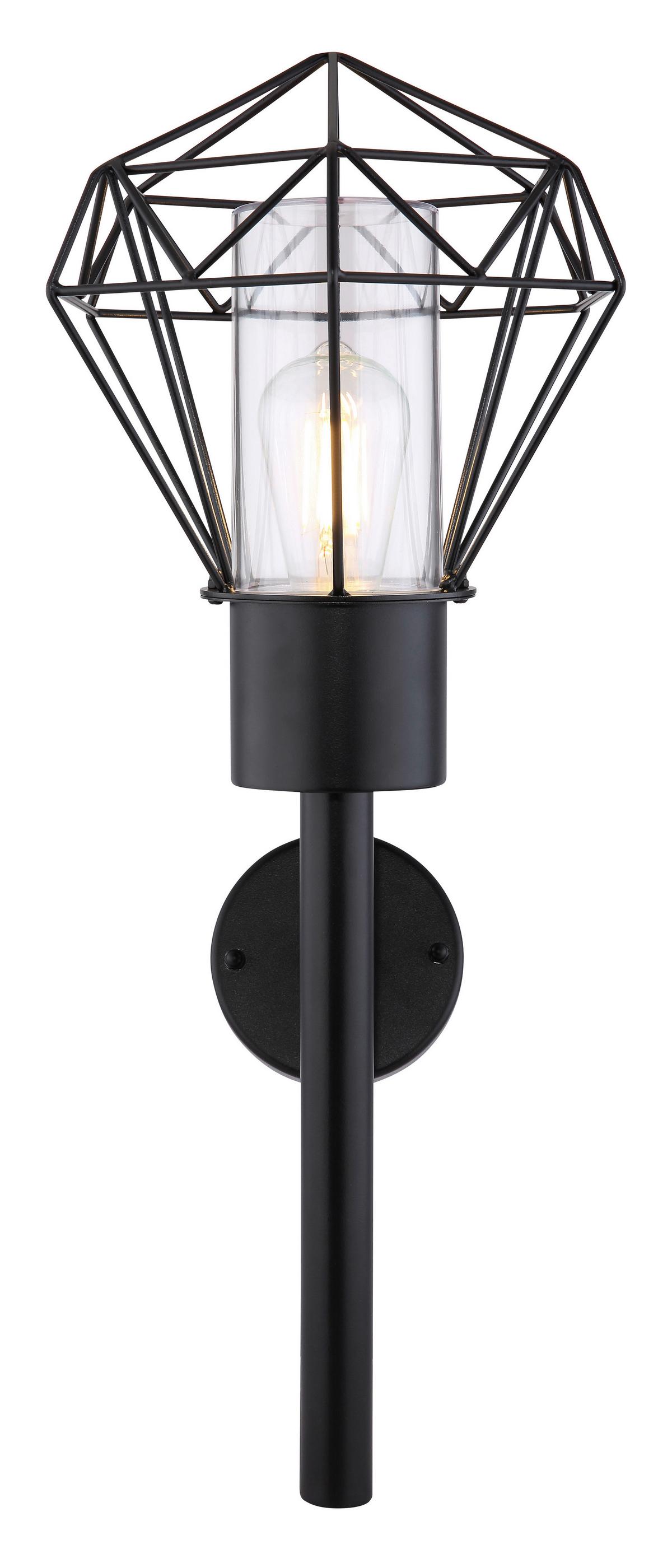 Außenleuchte Horace 15 Watt Edelstahl, Wandmontage - Klar/Schwarz, Basics, Kunststoff/Metall (22,5/28,5/28,5cm) - Globo
