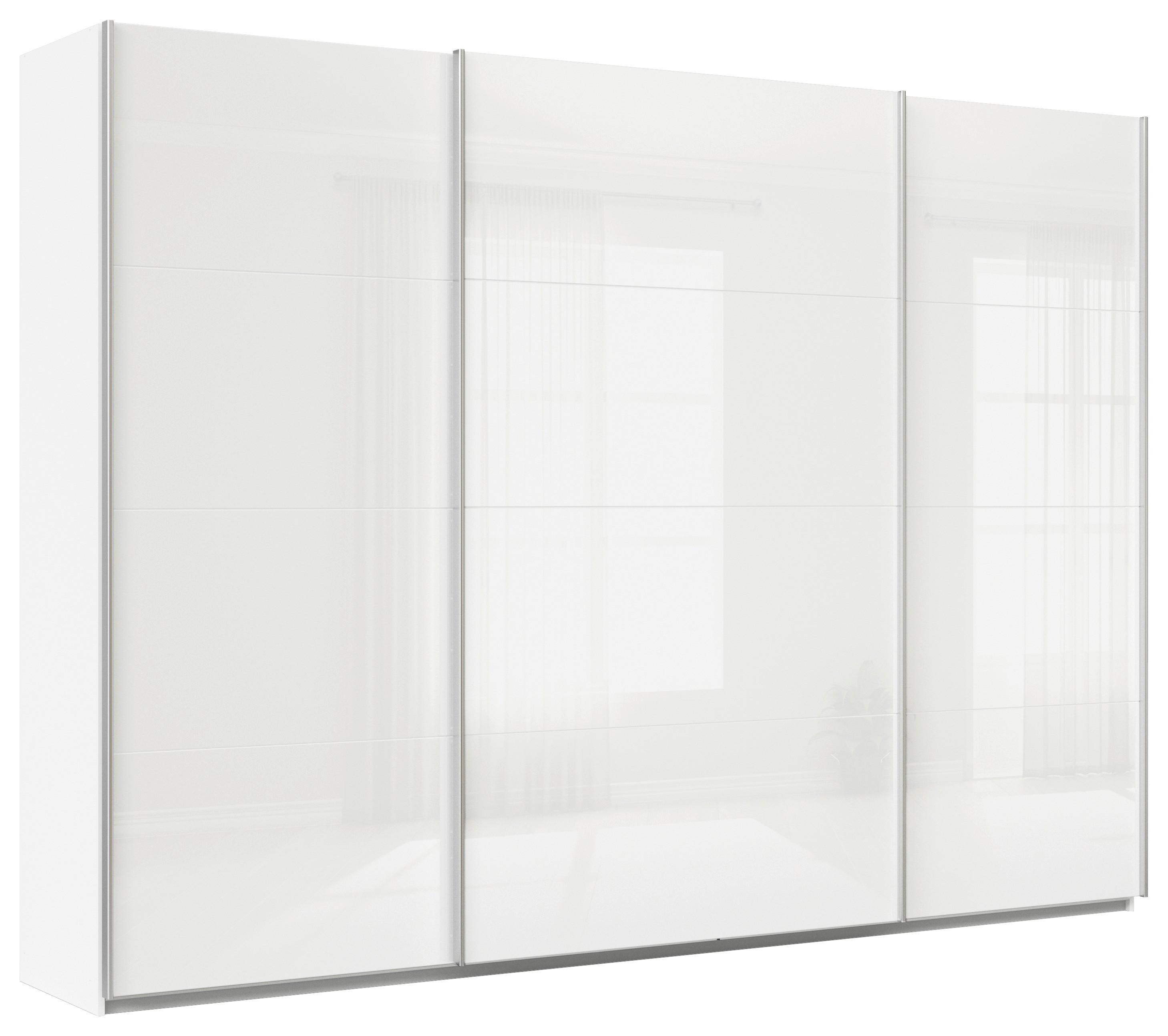 Schwebetürenschrank B: 315cm Feldkirch Weiß - Weiß Hochglanz/Weiß, MODERN, Glas/Holzwerkstoff (315/229/62cm)