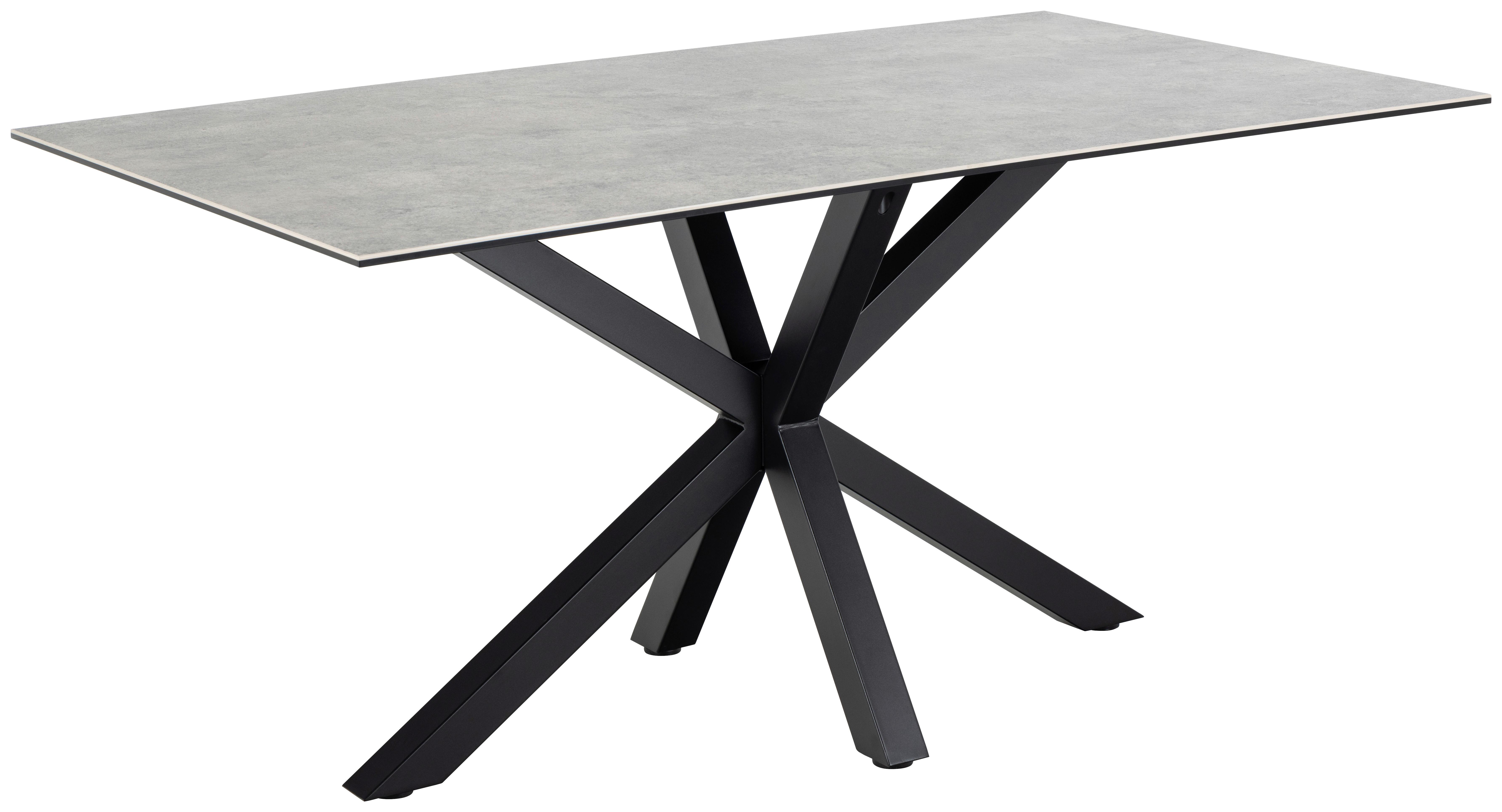 Esstisch Heaven 160x90x75,5cm Schwarz/Grau - Schwarz/Grau, Trend, Keramik/Metall (160/90/75,5cm) - MID.YOU
