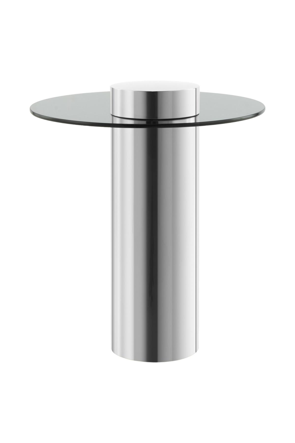 Beistelltisch mit Glasplatte Rund Ontario, Klar/Silber - Silberfarben, MODERN, Glas/Metall (46/46/52cm) - Kayoom