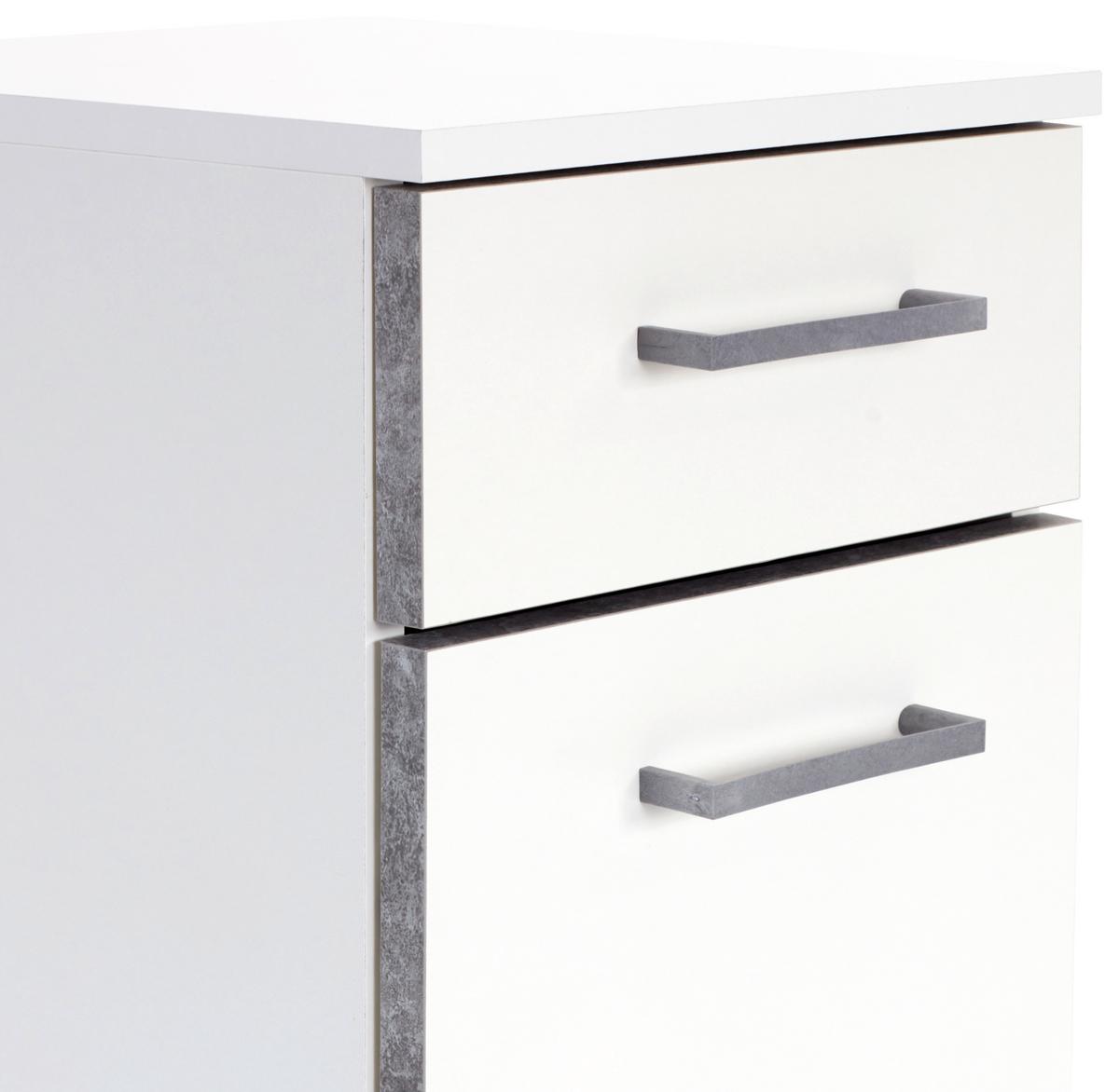 Unterschrank Verona B: 33 Cm, Weiß/ Betonoptik - Weiß, KONVENTIONELL, Holzwerkstoff (33/80/33cm)