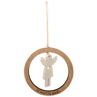 Závesná dekorácia KYLIE - biela/prírodná farba, Konventionell, kompozitné drevo/keramika (9,5/9,5/0,5cm) - Mömax