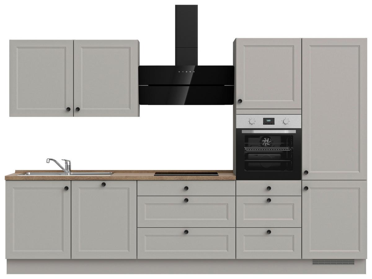 Kuchynská linka 330 cm, kamenná sivá supermatná - čierna/sivá, Modern, kov/kompozitné drevo (330cm) - Nobilia