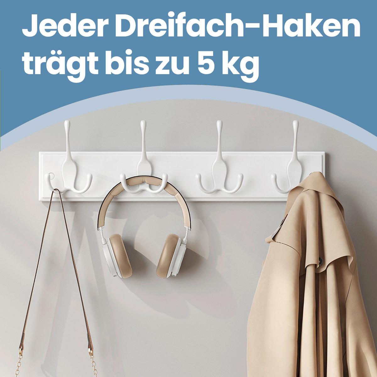 Wandgarderobe Weiß B: 40 Cm - Weiß, Basics, Holzwerkstoff/Metall (40/7cm)