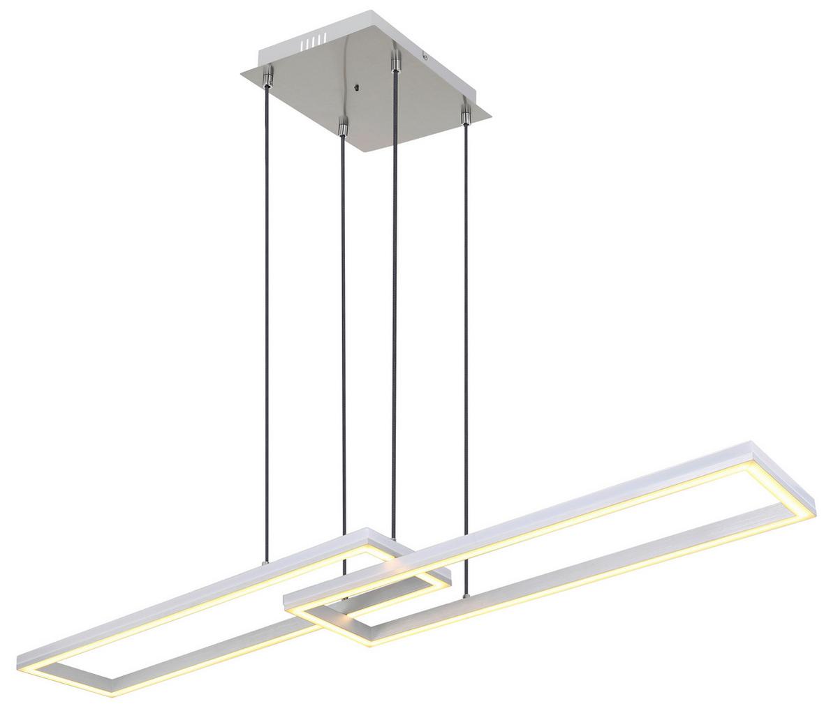 Led-hängeleuchte 67209-45h - Silberfarben/Opal, Trend, Kunststoff/Metall (119,5/25,5/120cm) - Globo
