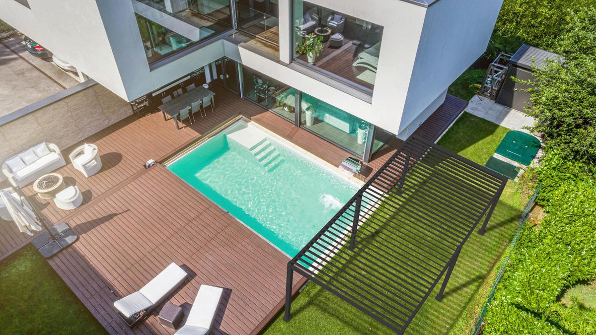 Pergola MIRADOR DELUXE 600X300CM - antracitová, Modern, kov (600/250/300cm) - Gardenson