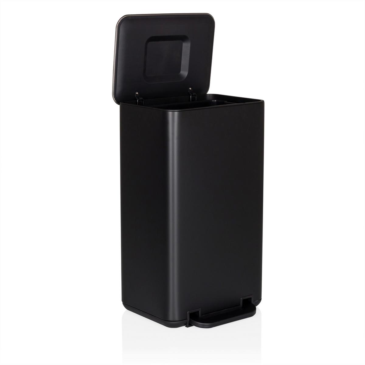 ABFALLEIMER Clean Natura Schwarz B: 31cm - Schwarz, MODERN, Kunststoff/Metall (31/62/36cm) - MID.YOU