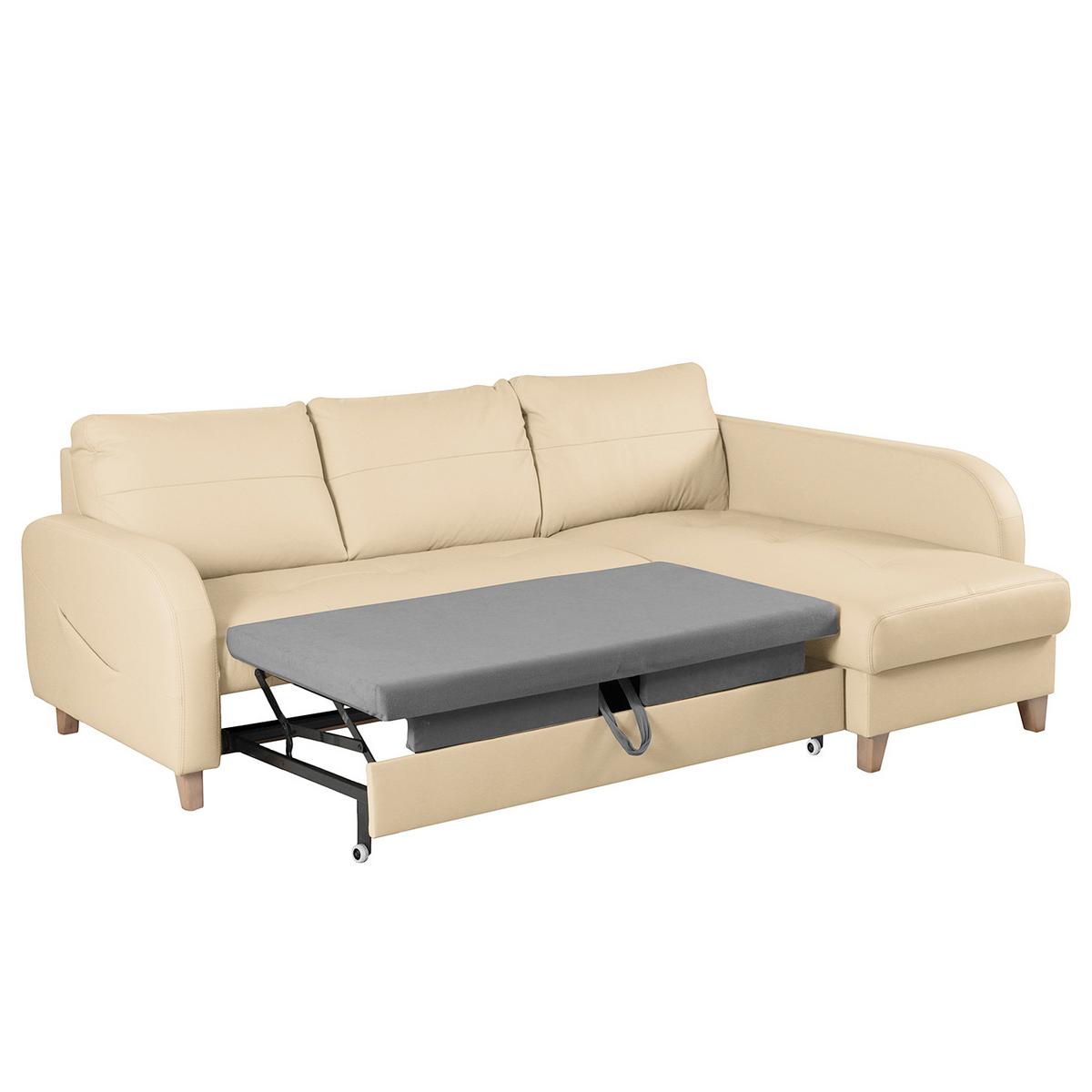 Ecksofa Compact Beige B: 227x168 Cm - Beige/Buchefarben, Design, Leder/Textil (227/168cm) - Livetastic