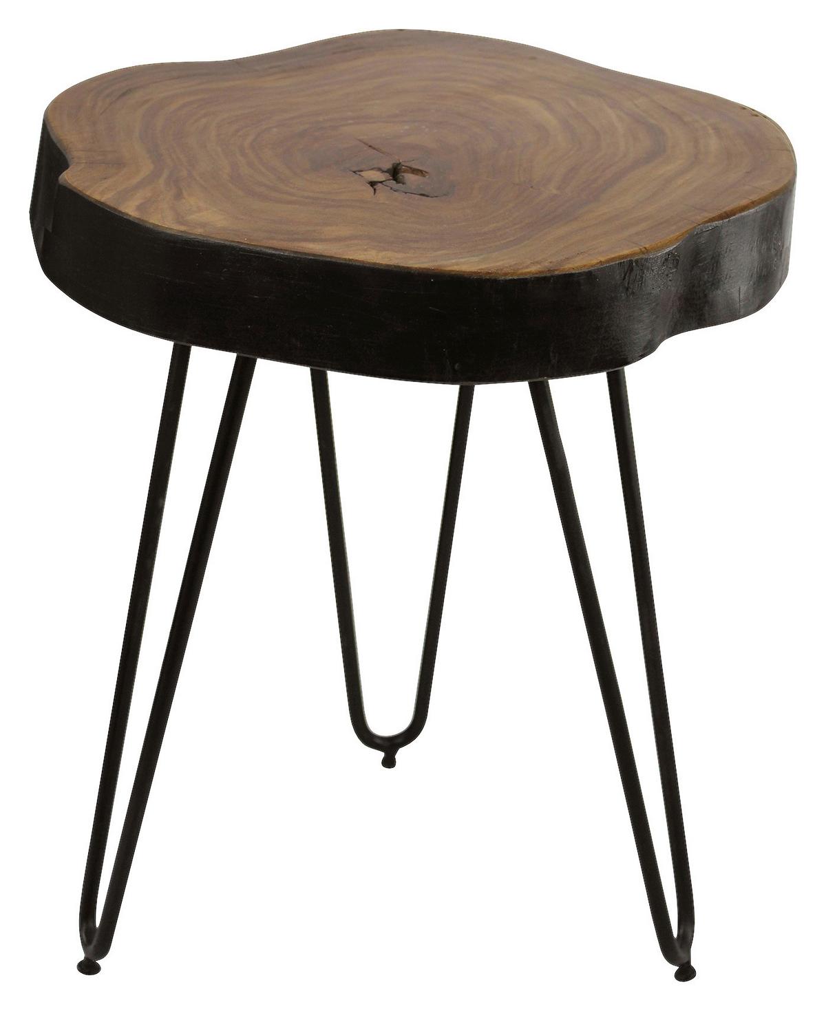 Beistelltisch mit Holzplatte Bagli, Sheesham/Schwarz - Sheeshamfarben/Schwarz, Design, Holz/Metall (35/35/45cm) - MID.YOU