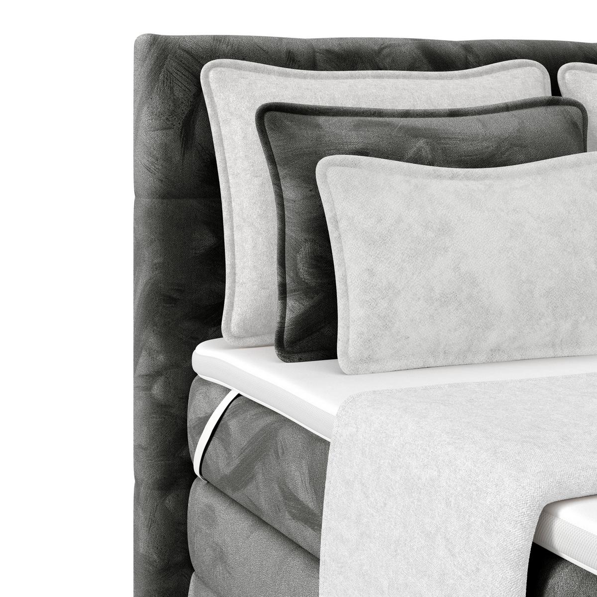 Boxspringbett Mit Topper & Bettkasten 140x200 Medino - Anthrazit, KONVENTIONELL, Holz/Holzwerkstoff (140/200cm) - Luca Bessoni