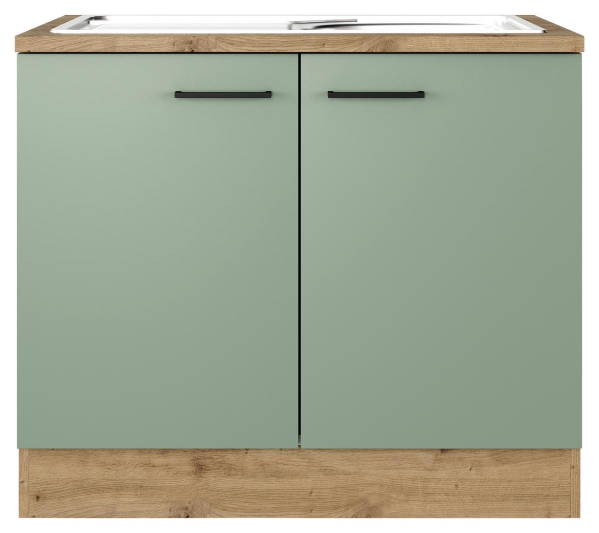 SKRINKA POD DREZ CARA DSPU 100 ES - čierna/zelená, Konventionell, kov/kompozitné drevo (100/85/57cm) - FlexWell