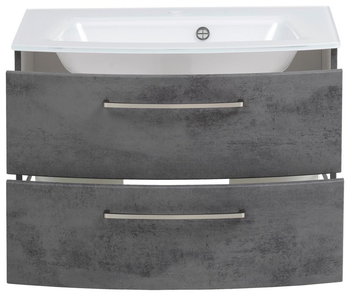 Badmöbel-set 3-tlg Inkl. Led Stockholm 80cm Weiß - Dunkelgrau/Weiß, KONVENTIONELL, Holzwerkstoff (80cm) - Held