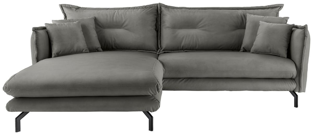 Ecksofa Lava Grau S: 180x255cm - Schwarz/Grau, MODERN, Textil (180/255cm) - Livetastic