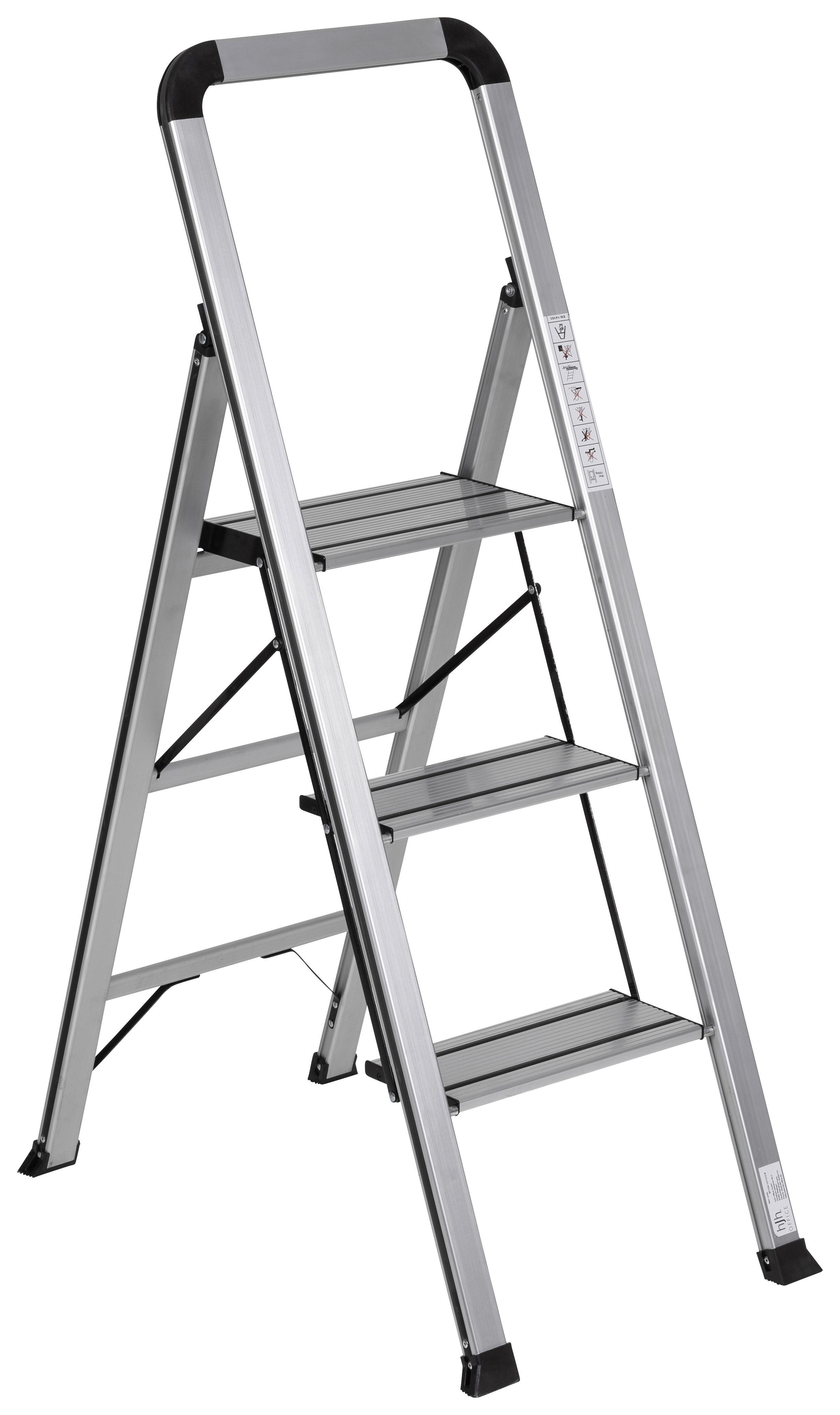 Klapptrittleiter Solid V - Alufarben, Basics, Metall (42/128/5cm) - MID.YOU