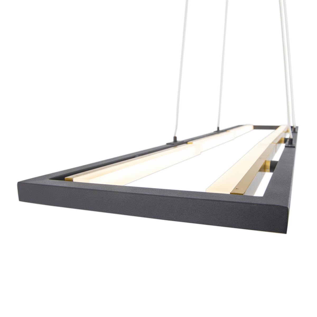 Led-hängeleuchte Cadice H: 132 Cm Schwarz/goldfarben - Goldfarben/Schwarz, Design, Kunststoff/Metall (100/54/132cm) - Näve