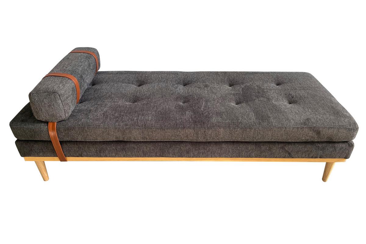 Chaiselongue Daybed Samt Anthrazit B: 180 Cm - Anthrazit/Naturfarben, MODERN, Textil (180/42/75cm) - Livetastic