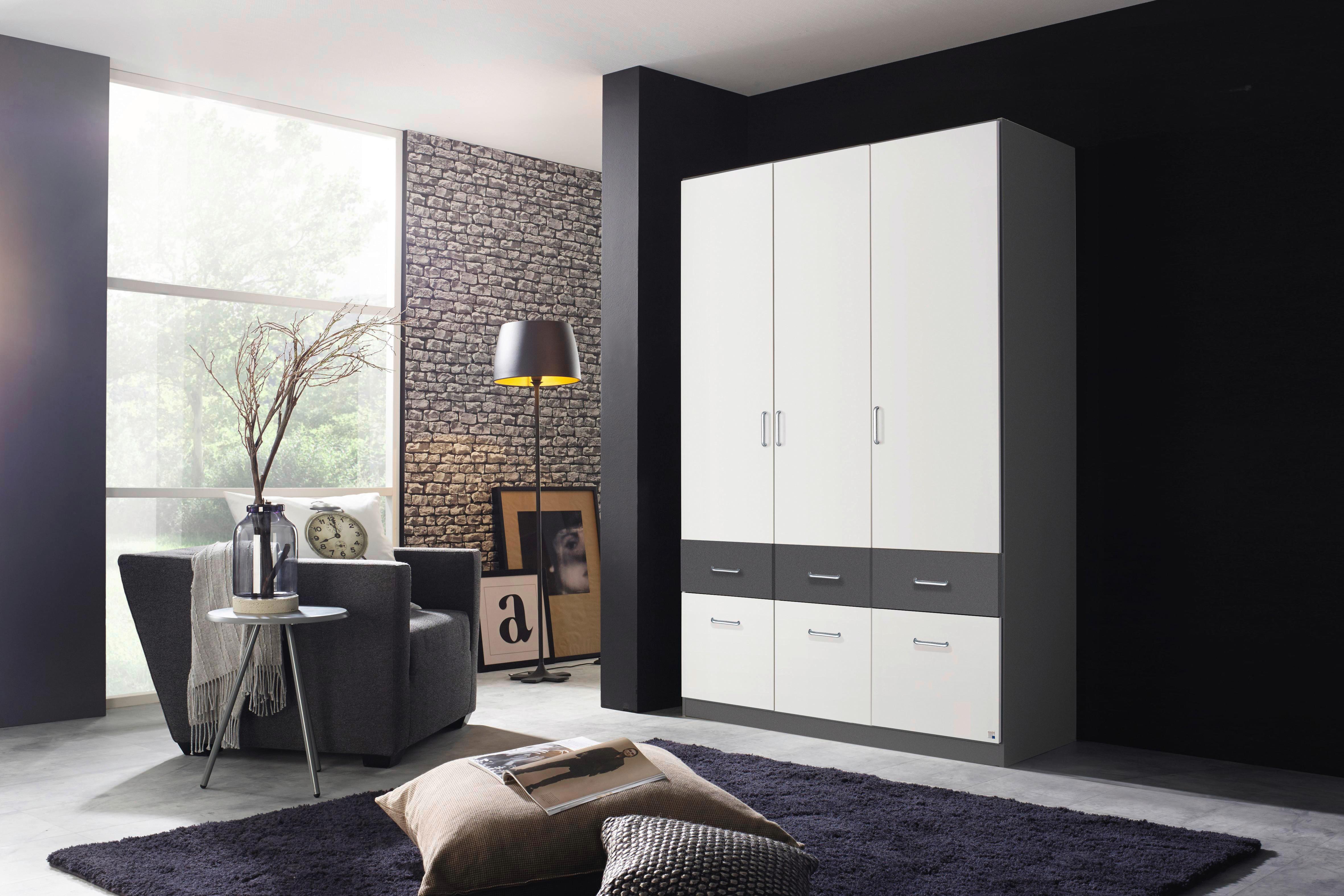 Drehtürenschrank 136 cm Aalen Extra Grau/Weiß - Weiß/Grau, KONVENTIONELL, Holzwerkstoff (136/197/54cm)