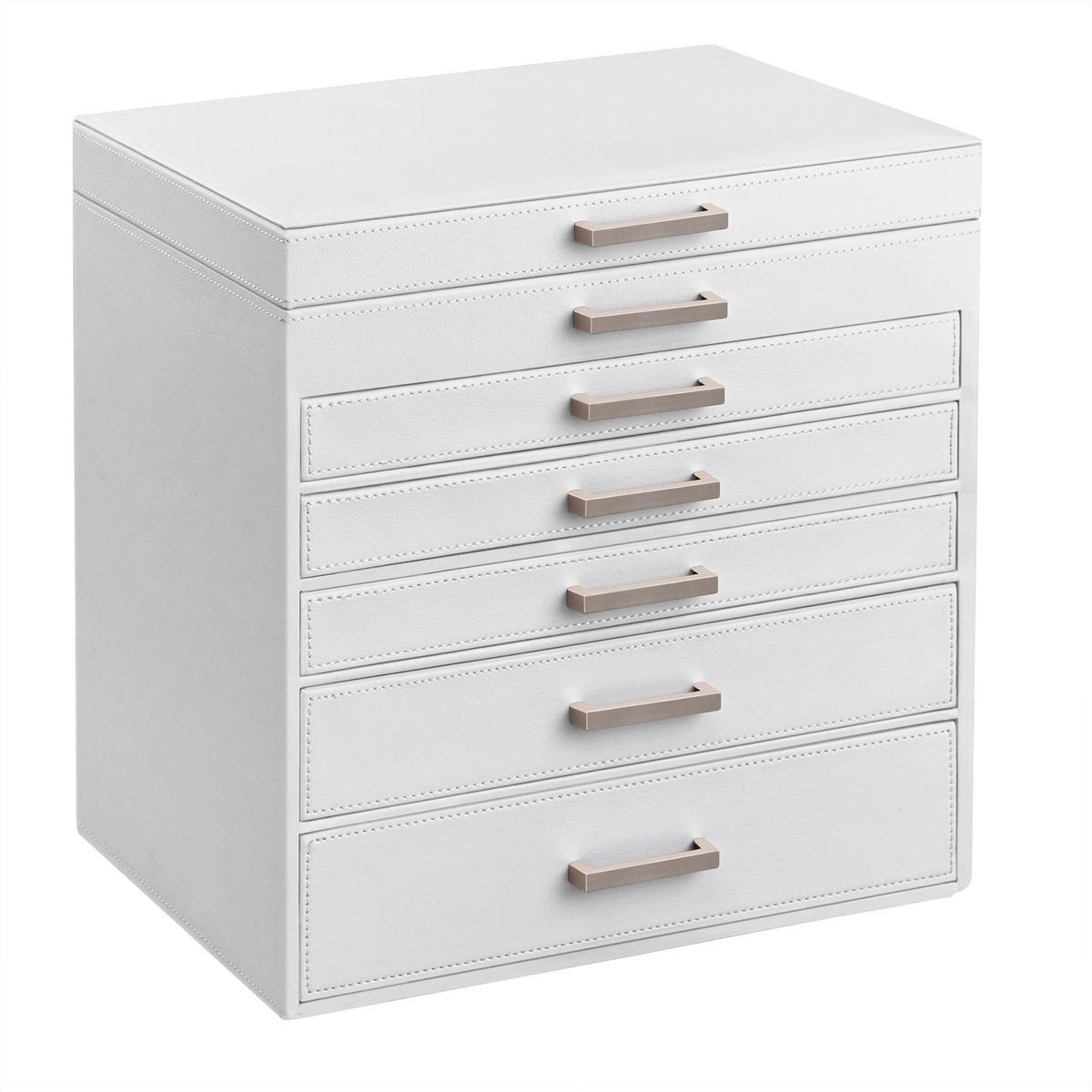 Schmuckkästchen Weiß B: 30,2 cm - Weiß, LIFESTYLE, Holzwerkstoff/Kunststoff (30,2/31,4/21cm)