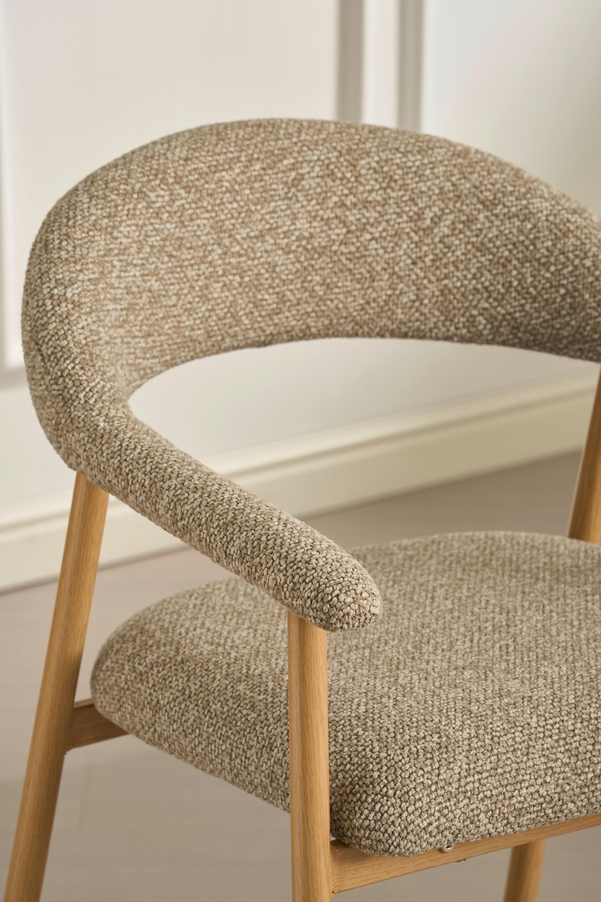 Barhocker Boucle Taupe/Eichefarben B: 54 cm - Taupe/Eichefarben, MODERN, Holz/Textil (54/94,5/54,5cm) - Livetastic