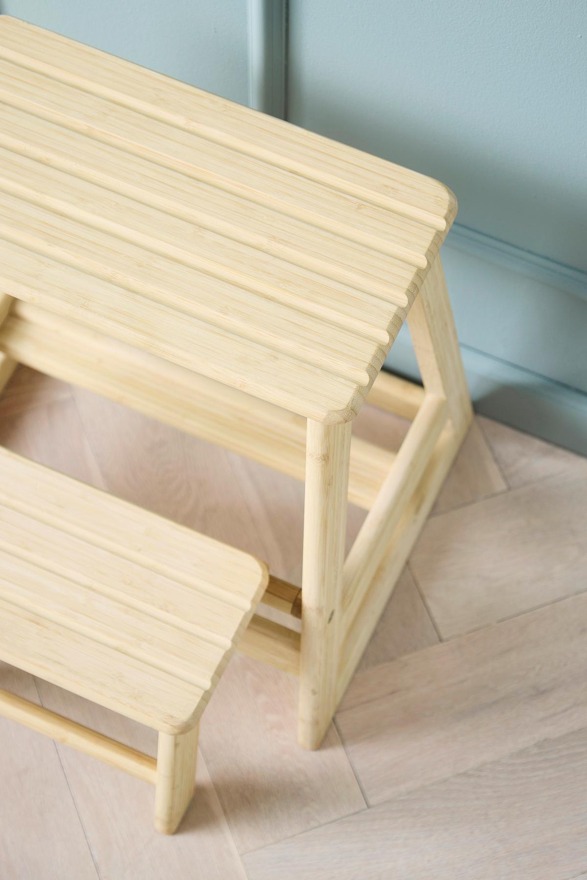 Tritthocker Skala, Hellbraun 45,5x49x39 cm - Hellbraun, Natur, Holz (45,5/49/39cm) - Gardenson