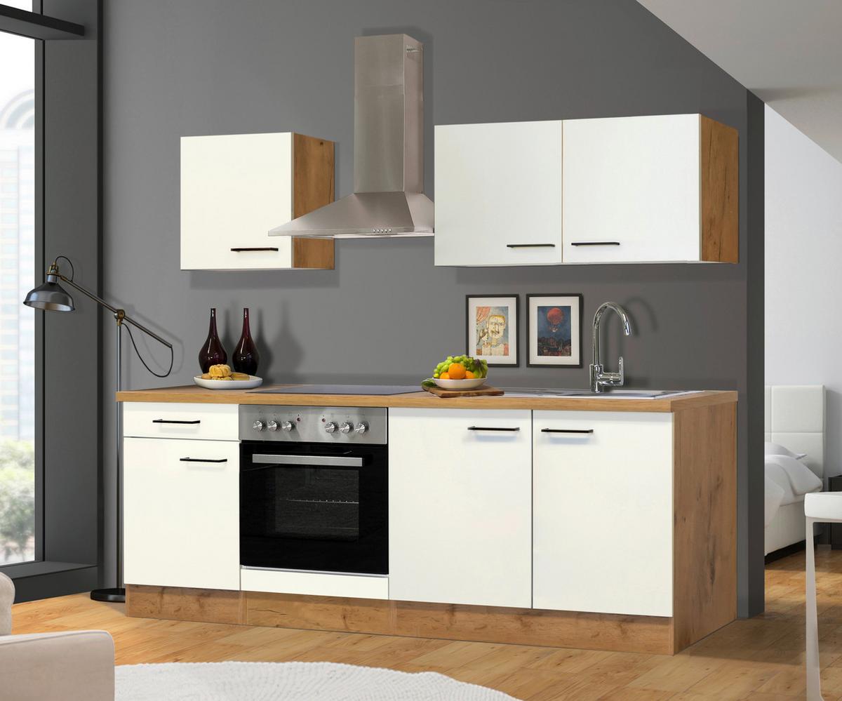 Dřezová skříňka AVILA - barvy dubu/černá, Konvenční, kov/kompozitní dřevo (100/85/57cm) - FlexWell