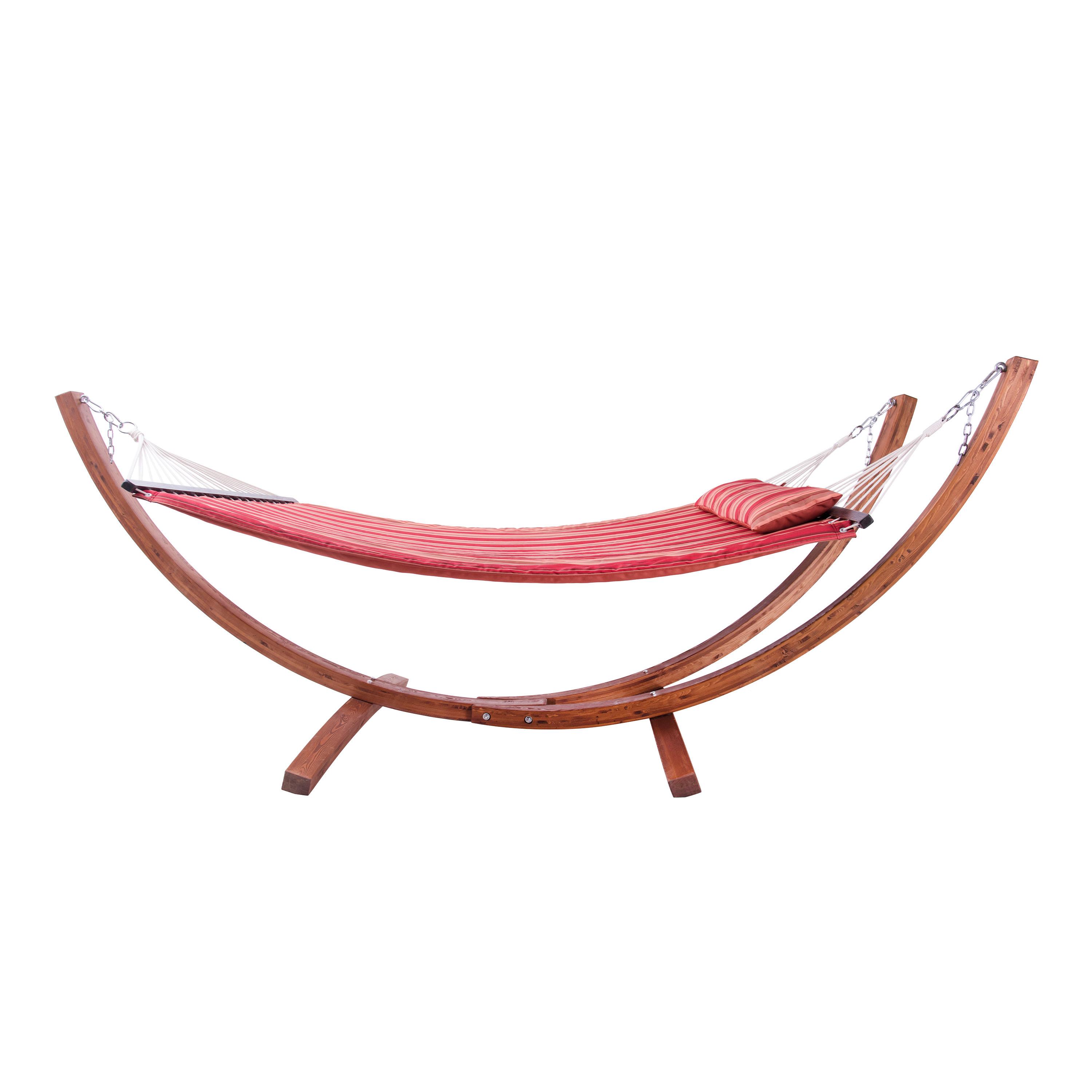 Hängemattengestell Hawaii Incl Matte - Rot/Lärchefarben, Basics, Holz/Textil (320/120/130cm) - Ambia Garden