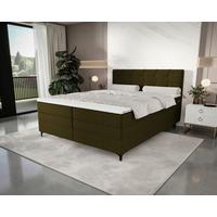 Boxspringbett Mitto mit Topper 180x200 cm - Schwarz/Grün, KONVENTIONELL, Textil/Metall (180/200cm)