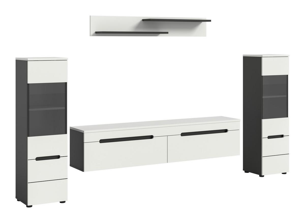 WOHNWAND Canu Weiß B: 272cm - Schwarz/Weiß, Design, Holzwerkstoff (272/141/33cm) - Livetastic