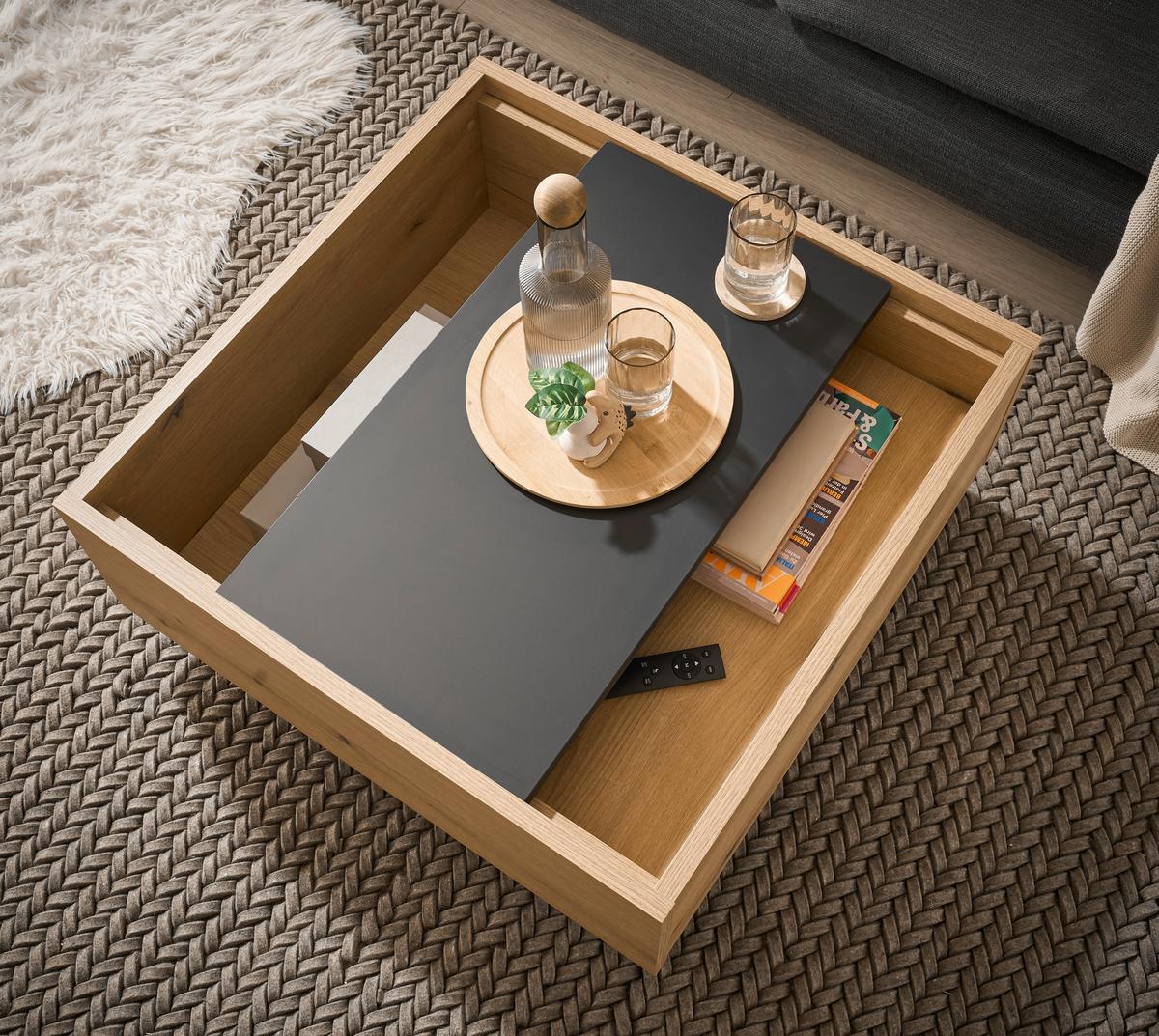 Couchtisch Soleto Graphit-/Eichefarben B: 76cm - Eichefarben/Graphitfarben, Design, Holzwerkstoff (76/35/75cm) - MID.YOU