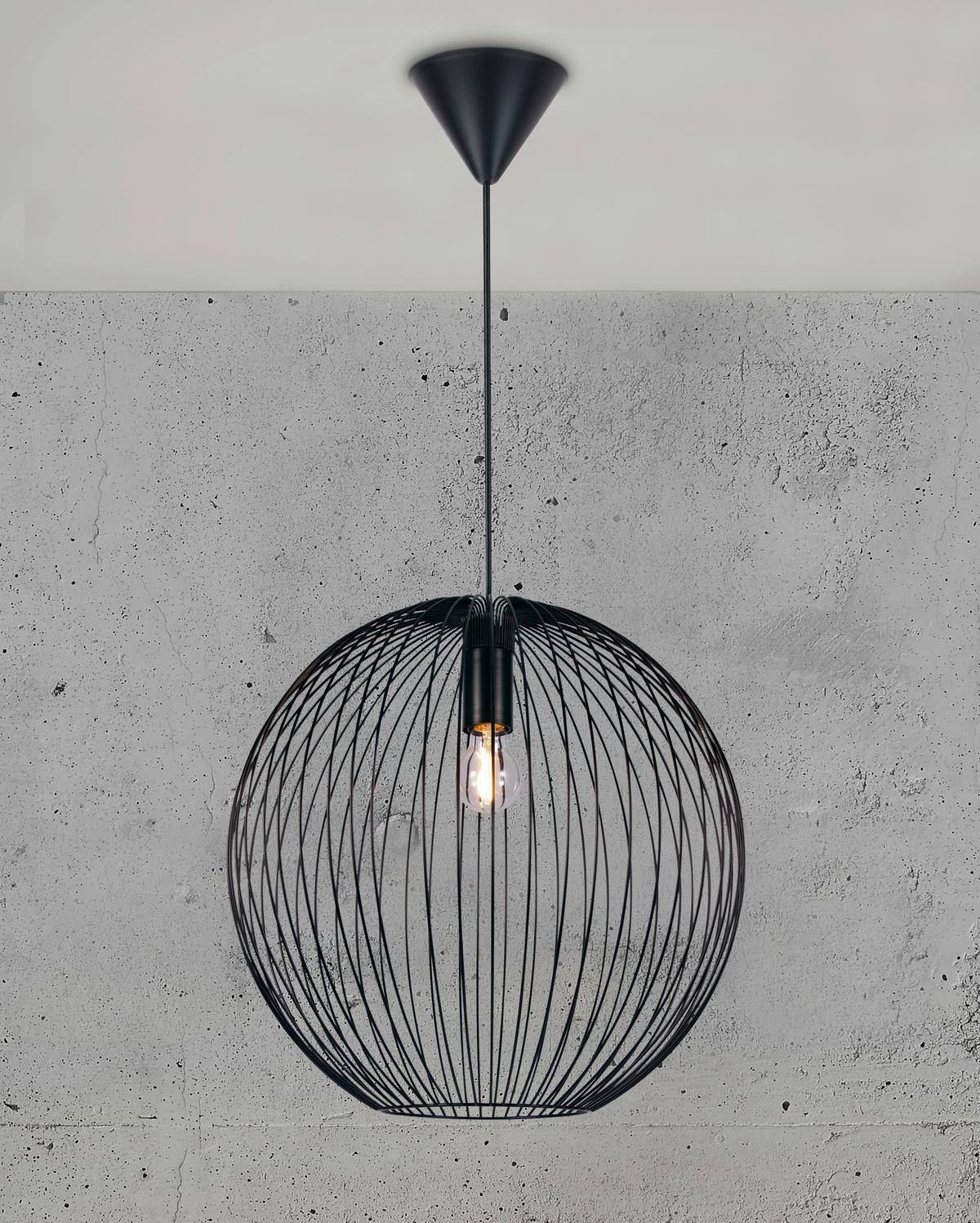 Hängeleuchte Beroni Schwarz B: 45 cm - Schwarz, KONVENTIONELL, Metall (45/43cm) - Nordlux