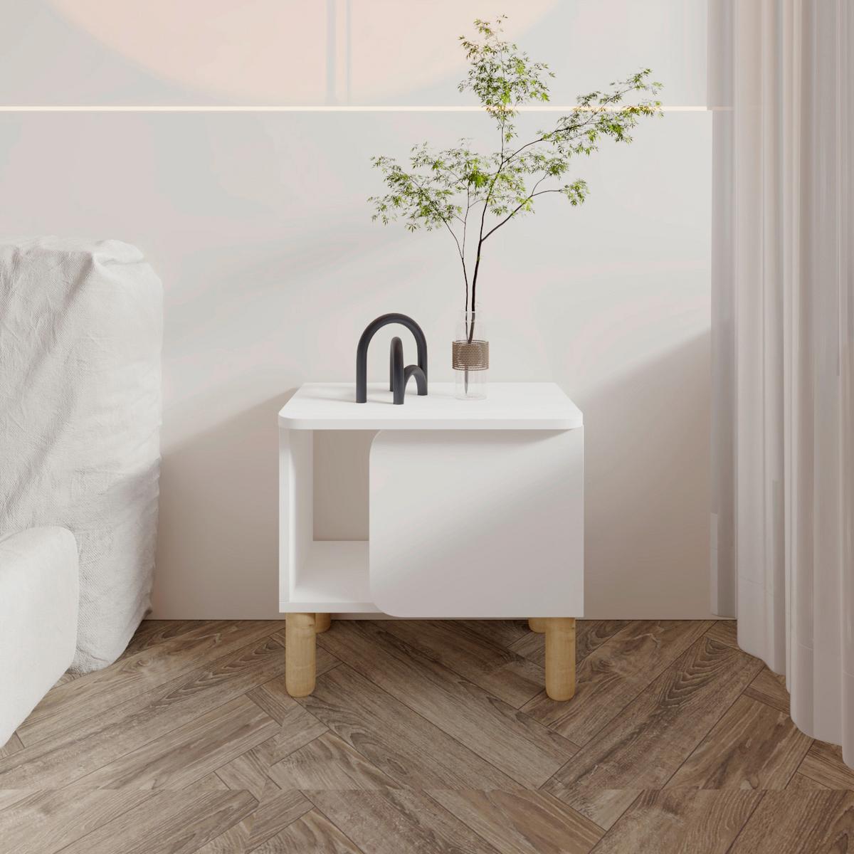 NACHTTISCH River Weiß B: 50cm - Weiß, Design, Holzwerkstoff (50/30/49cm) - Livetastic