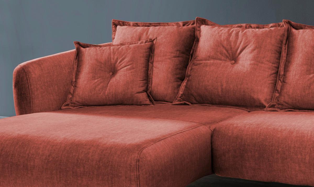Ecksofa Baggio Mit Kissen Textil Koralle - Koralle/Schwarz, MODERN, Holz/Textil (162/277cm) - Livetastic