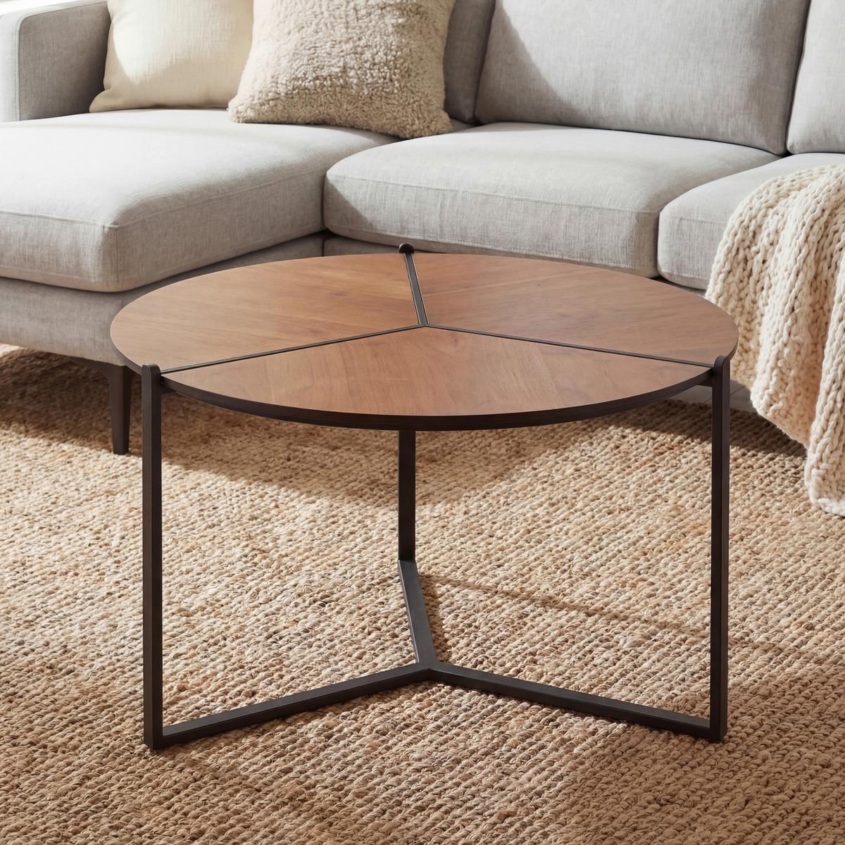 COUCHTISCH Braun/Schwarz B: 80cm - Schwarz/Braun, Design, Holzwerkstoff/Metall (80/80/42cm) - MID.YOU