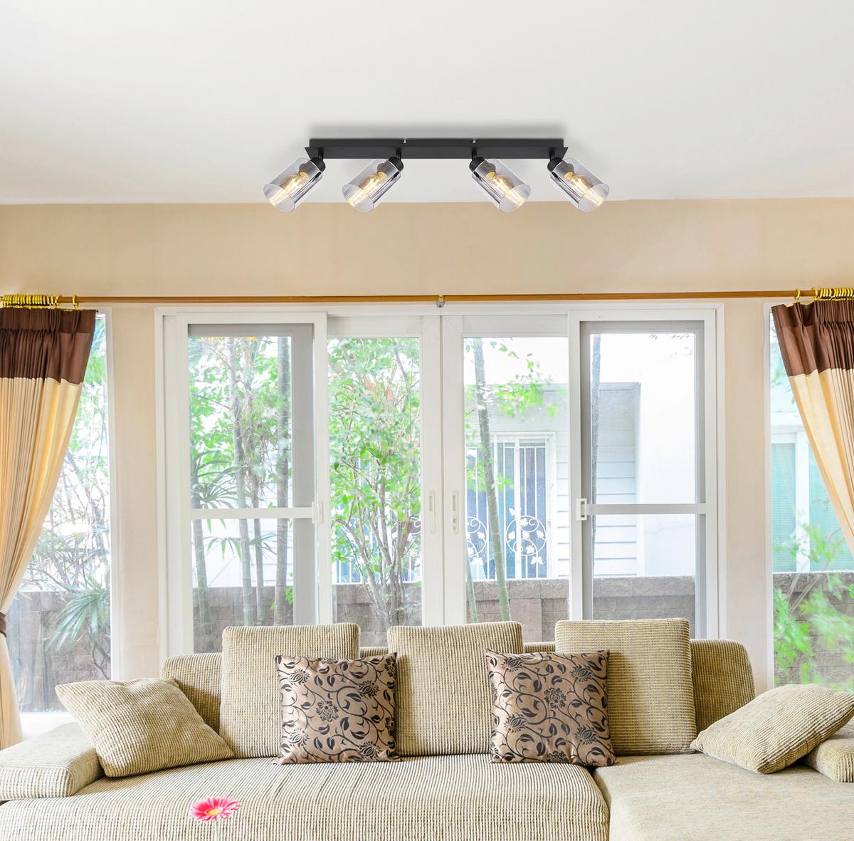 Strahler 15465-4 - Schwarz/Grau, Glas/Metall (67/9/21,5cm) - Globo