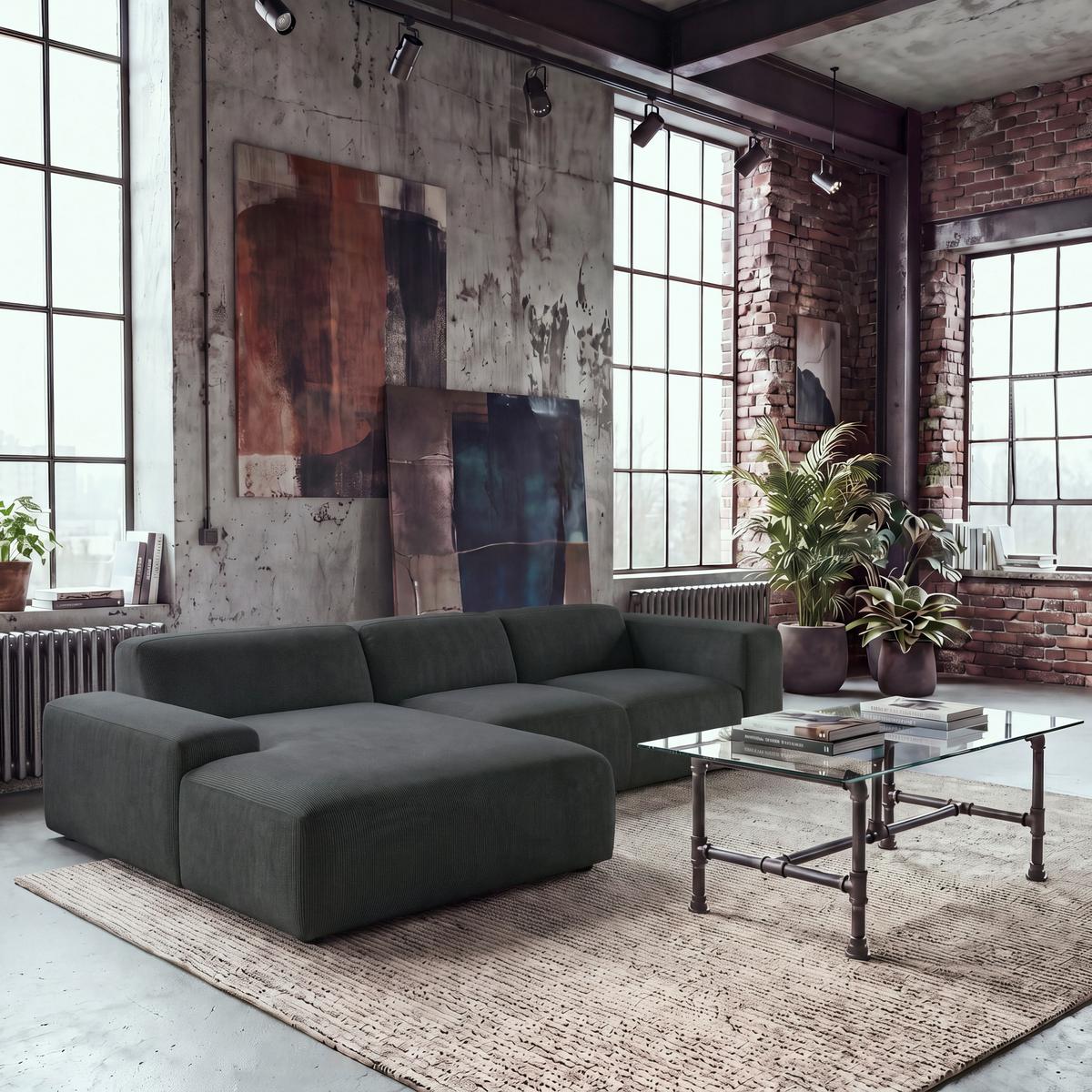 ECKSOFA Hannah Schwarz 170x252 cm - Schwarz, Design, Textil (200/304cm) - MID.YOU