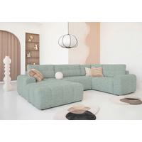 Wohnlandschaft Lulu Türkis U: 184x333x213cm - Türkis/Schwarz, Design, Textil (184/333/213cm) - MID.YOU