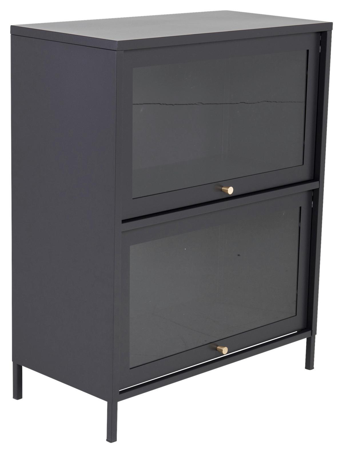 Sideboard Bakal - Schwarz, Design, Glas/Metall (80/100/40cm) - Livetastic
