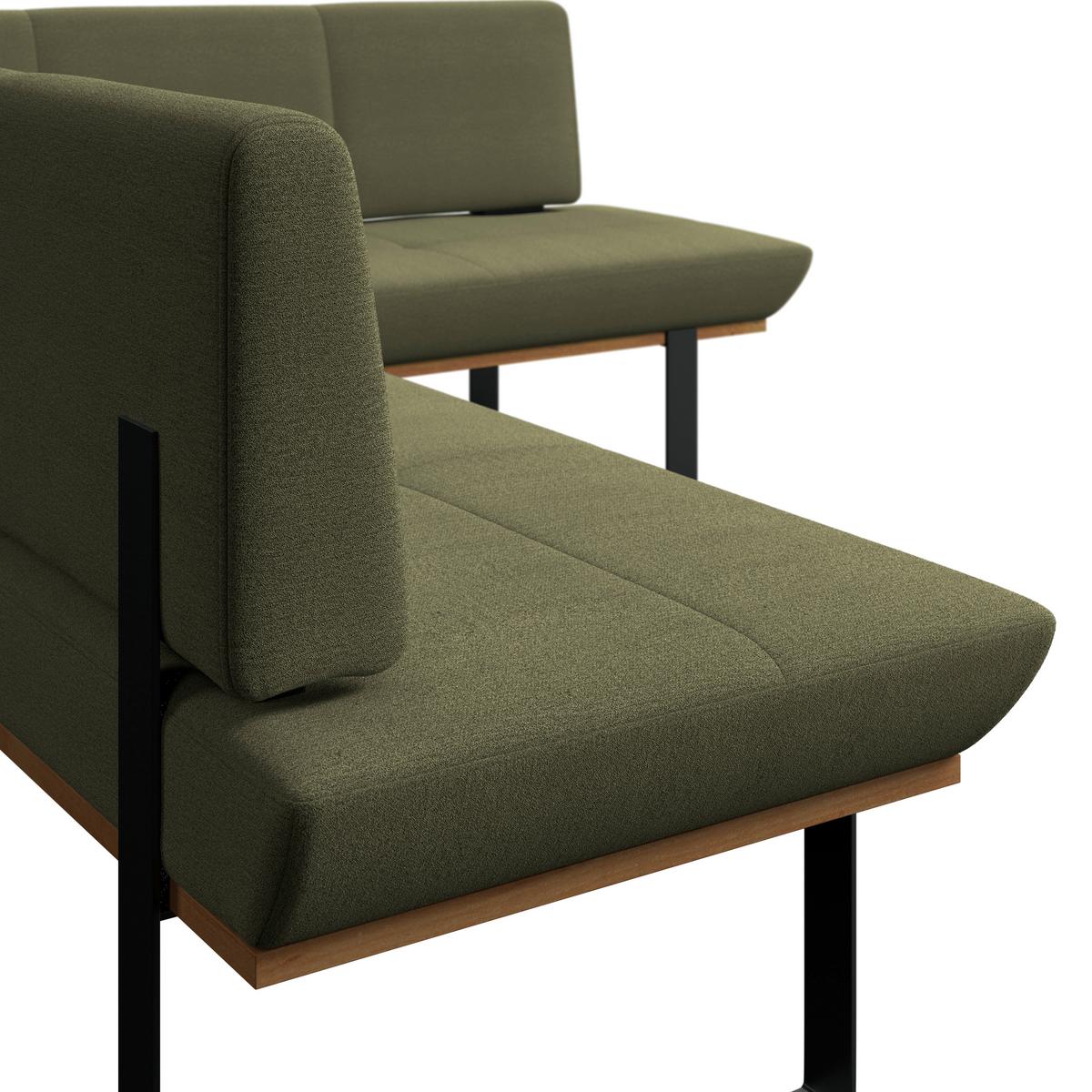 Eckbank Trisan Webstoff grün, S:245x175cm - Schwarz/Grün, MODERN, Holz/Textil (245/175cm) - James Wood