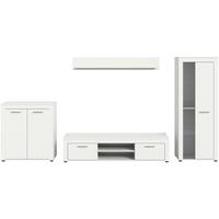 Wohnwand Jam Weiß 4-teilig B: ca. 330cm - Schwarz/Weiß, Design, Glas/Holzwerkstoff (330/159/35cm) - MID.YOU