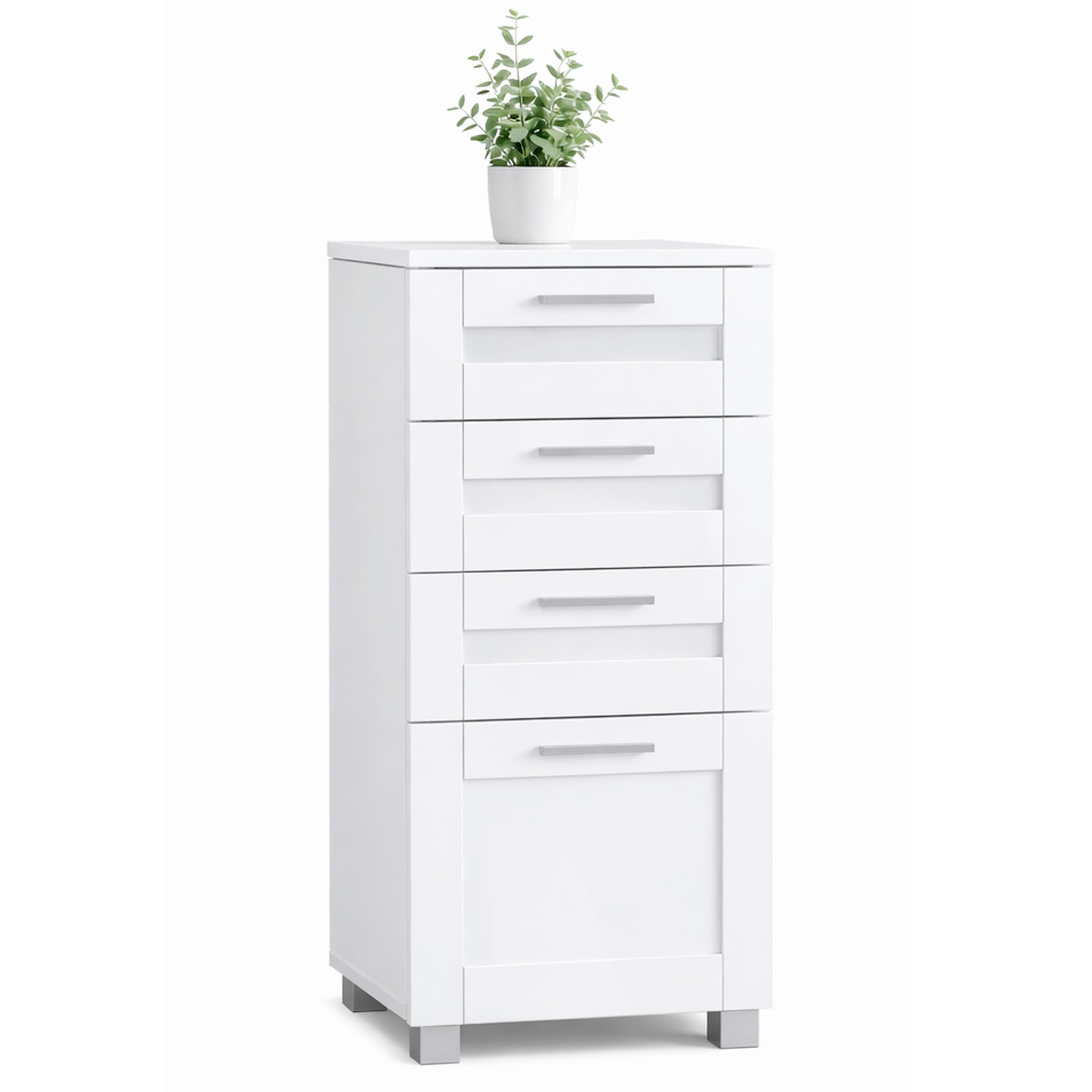 MIDISCHRANK Nilari Weiß B: 38cm - Weiß/Grau, Trend, Glas/Holzwerkstoff (38/76/28cm) - MID.YOU