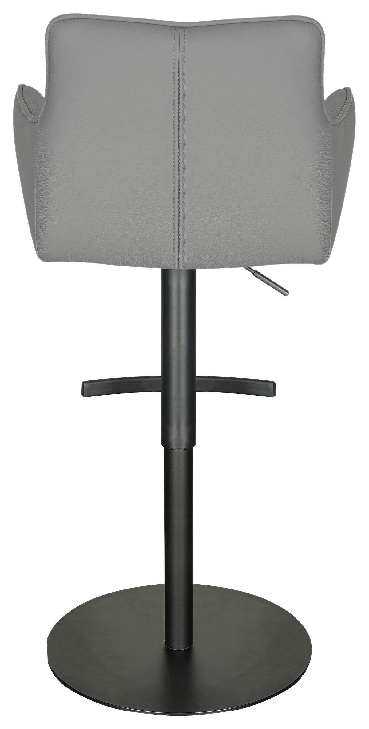 Barhocker Porto Grau B: 54,5 cm - Schwarz/Grau, MODERN, Leder/Metall (54,5/90/112/51,5cm) - Livetastic