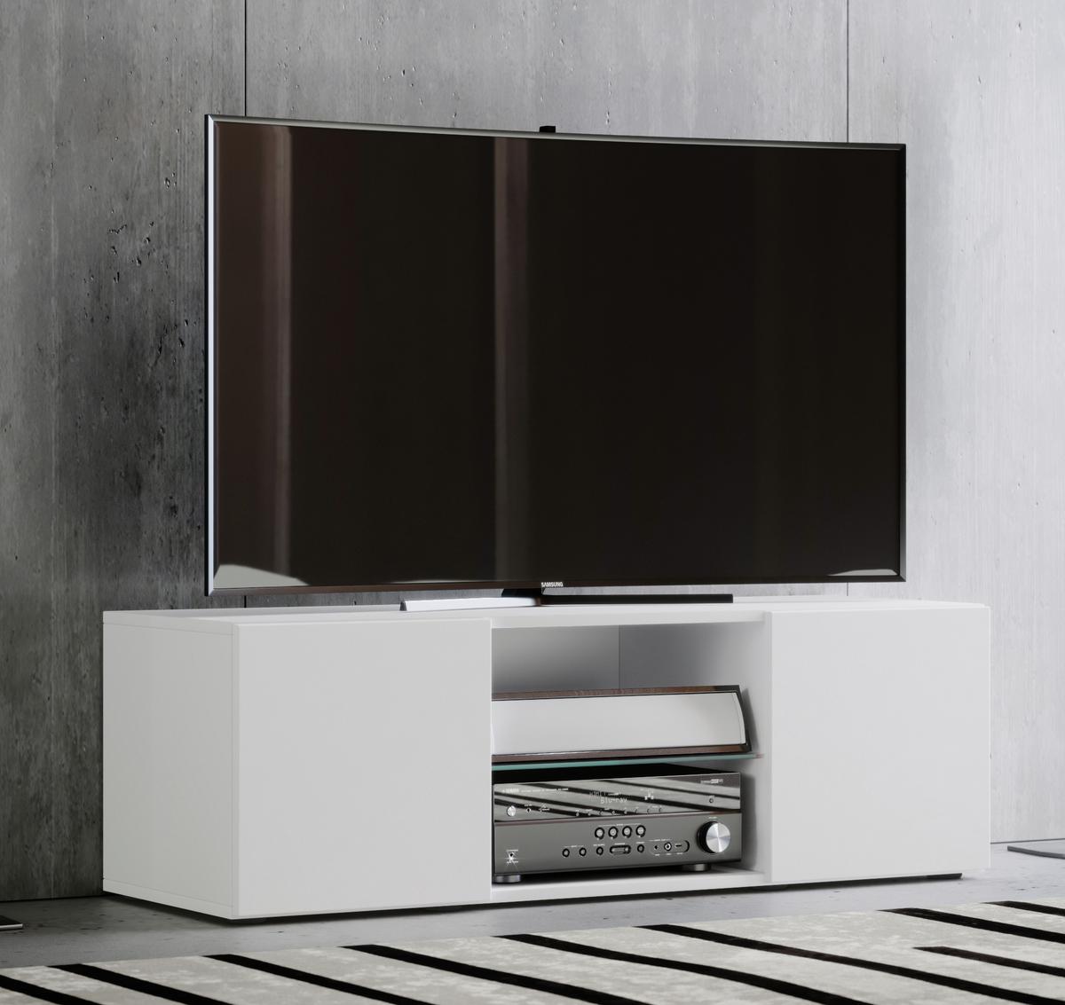 TV - skrinka Lowina š: 115 cm biela - čierna/biela, Konventionell, kompozitné drevo/plast (115/40/36cm) - MID.YOU