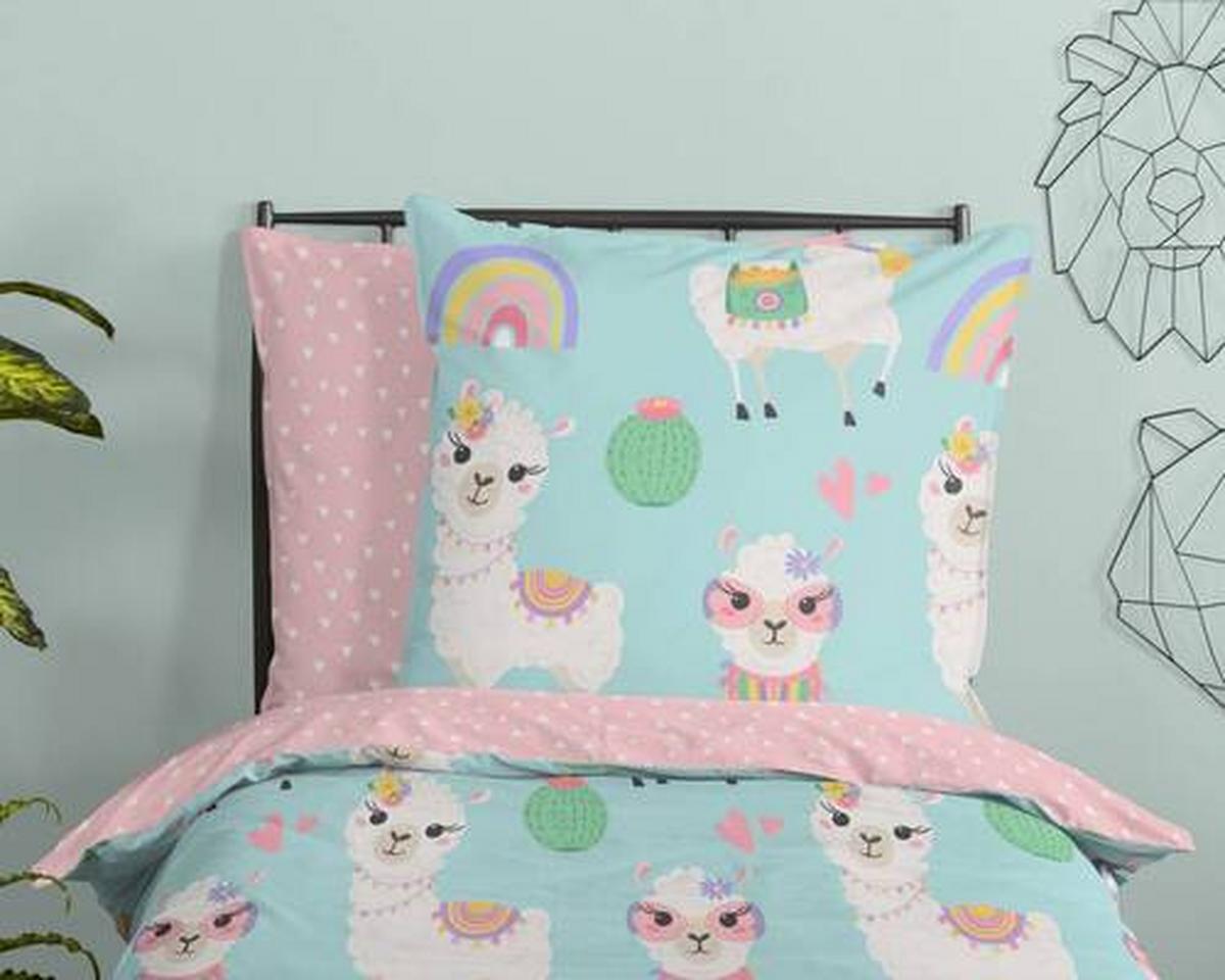 Jugendbettwäsche Lamalife Multicolor 135x200 cm - Multicolor, Design, Textil (135/200cm)