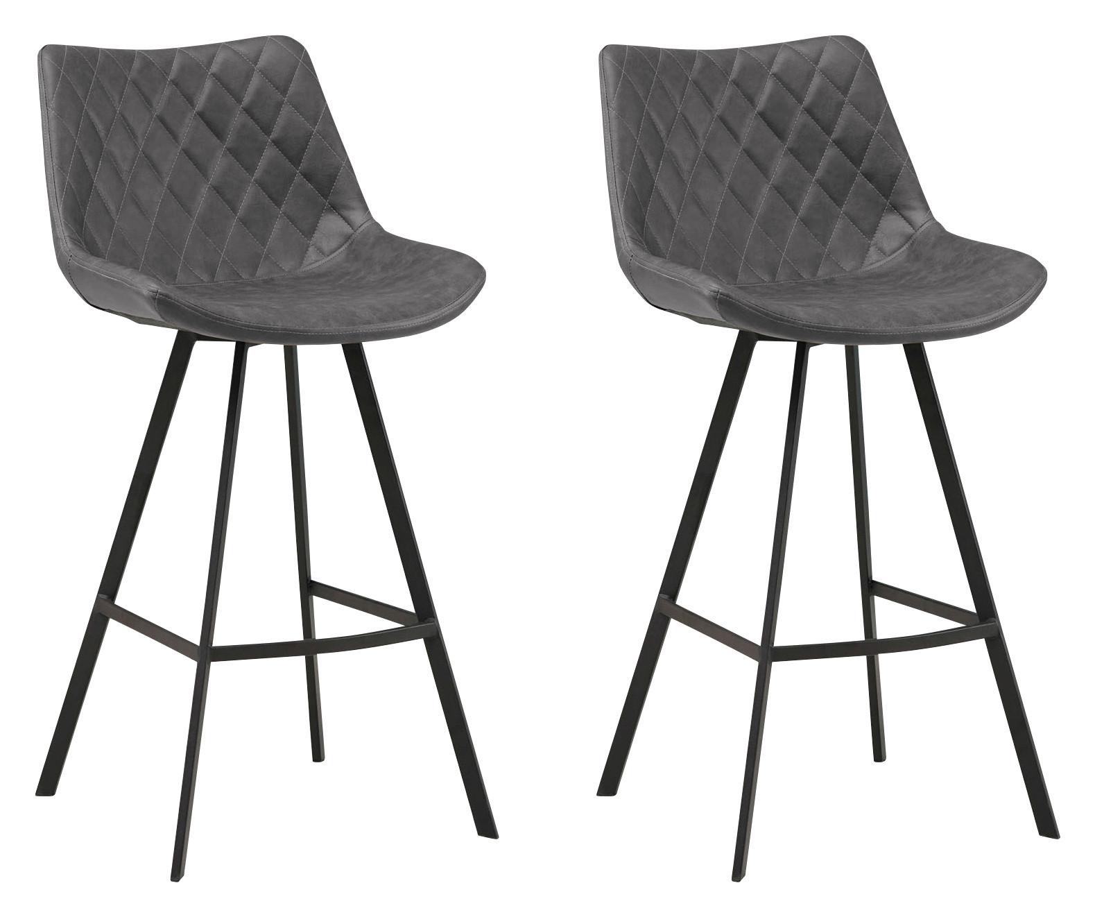 Barhocker-Set Bowie - Anthrazit/Schwarz, KONVENTIONELL, Textil/Metall (50/102/55cm) - MID.YOU