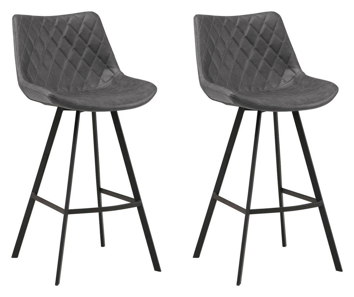 Barhocker-set Bowie - Anthrazit/Schwarz, KONVENTIONELL, Textil/Metall (50/102/55cm) - MID.YOU